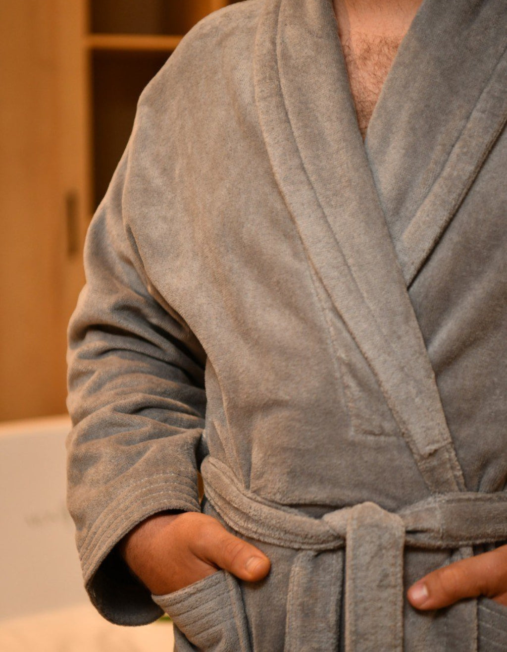 Peignoir Velour Luxury Gris Souris