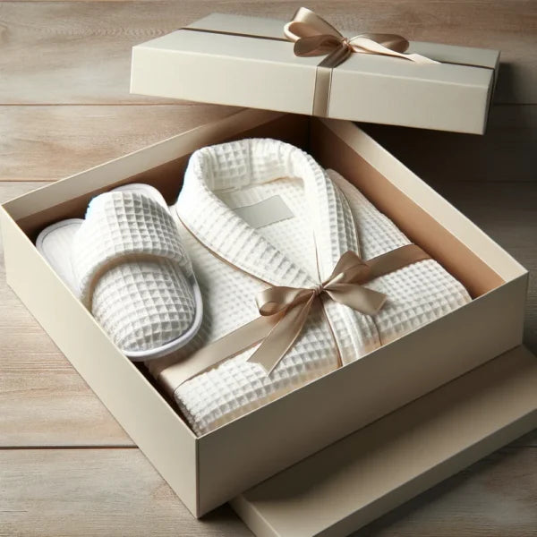 Pack peignoir nid d’abeille+ pantoufle